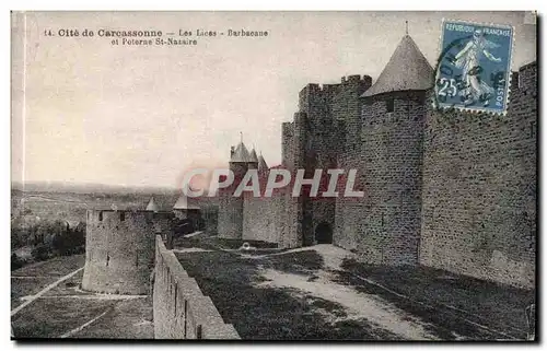 Cite de Carcassonne Ansichtskarte AK Les lices Barbacane et poterne St Nazaire