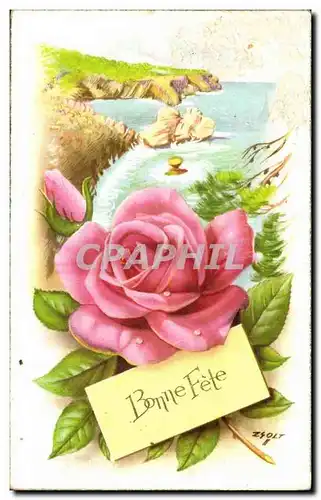 Ansichtskarte AK FAntaisie Bonne fete Rose