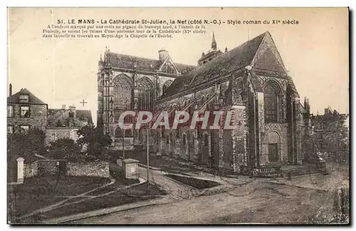 le mans Cartes postales La cathedrale St Julien Stule roman