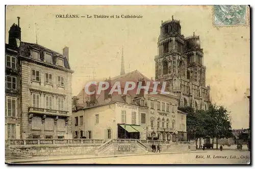 Orleans Ansichtskarte AK Le theatre et la cathedrale (cafe duj Loiret) (carte toilee)