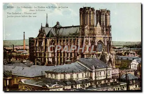 Reims Cartes postales La cathedrale La theatre et le palais de justice