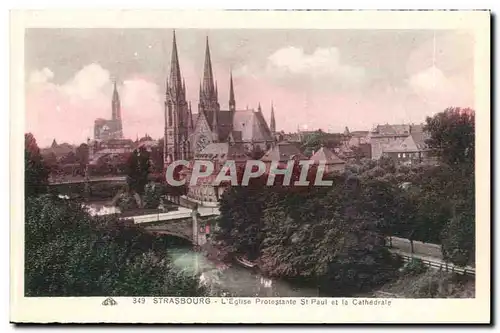 Strasbourg Cartes postales L'eglise protestante St Paul et la cathedrale