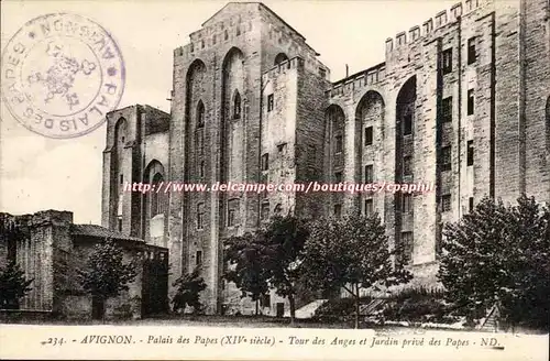 Avignon Cartes postales palais des papes Tour des anges et jadin price des papes