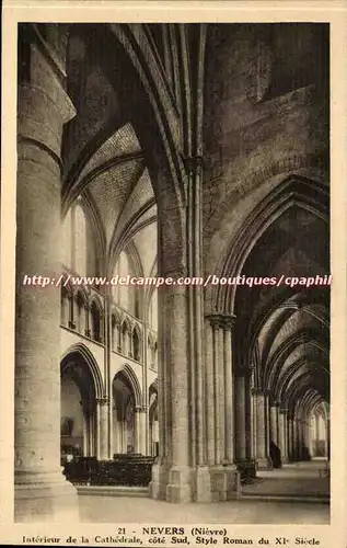 Nevers Cartes postales Interieur de la cathedrale Cote sud Style Roman du 11eme