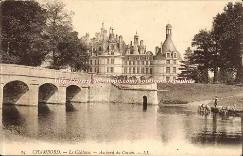 Chambord - Le Chateau - Au bord du Casson Ansichtskarte AK