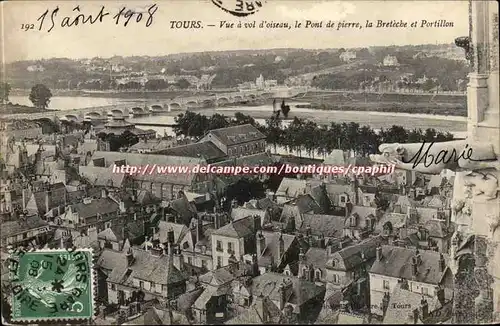 Tours - Vue a vol d&#39oiseau le Pont de Pierre - Cartes postales