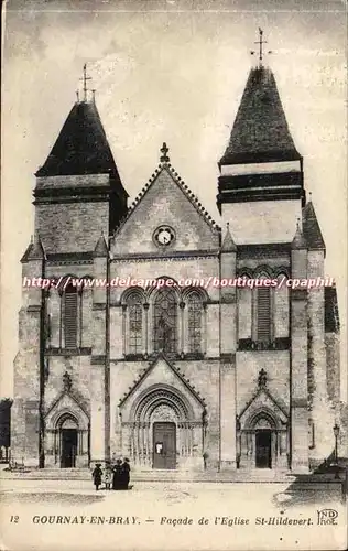 Gournay en Bray - Facade de l&#39Eglise St Hildevert - Cartes postales