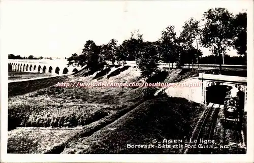 Agen - la ligne - Bordeaux Sete et le Pont Canal - train - Ansichtskarte AK