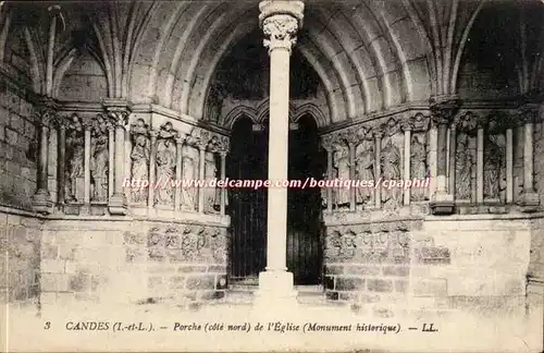 Candes - Porche de L&#39Eglise Monument Historique - Ansichtskarte AK