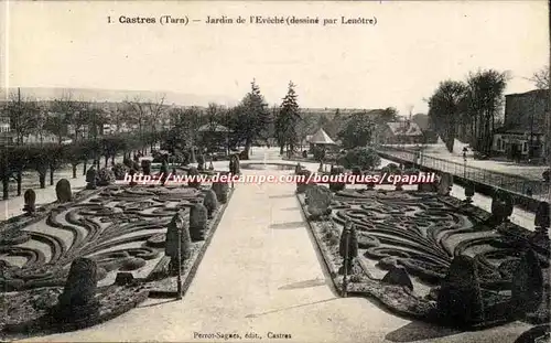 castres - jardin de L'Eveche dessine par Lenotre - Cartes postales