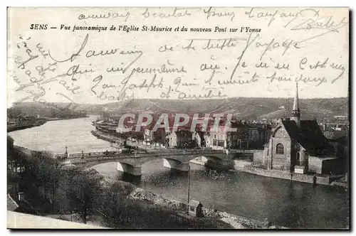 Ansichtskarte AK Sens Vue panoramique de l&#39eglise St Maurice et du nouveau pont sur l&#39Yonne