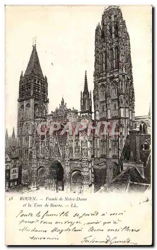 Cartes postales Rouen Facade de Notre Dame et la tour de Beurre