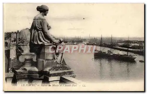 Le Havre - Statue de Musee et l&#39Avant Port Cartes postales