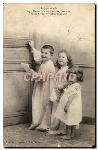 Fantaisie - Enfant - Jour de l&#39An - Maman Papa Ouvrez bien vite ! Cartes postales