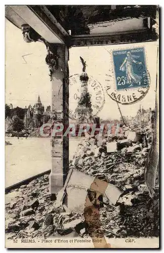 Reims Cartes postales Place d'Erion et fontaine Sube