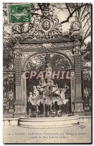 Nancy Cartes postales Fontaine d&#39Amphitrite par Guibal et Cyffle grille de Jean Lamour