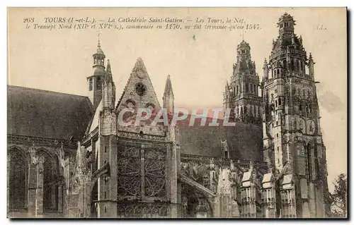 Tours - La Cathedrale Saint Galien - Les Tours Le Nef le Transept Nord