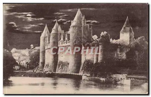 Cartes postales La chateau de Josselin au clair de lune