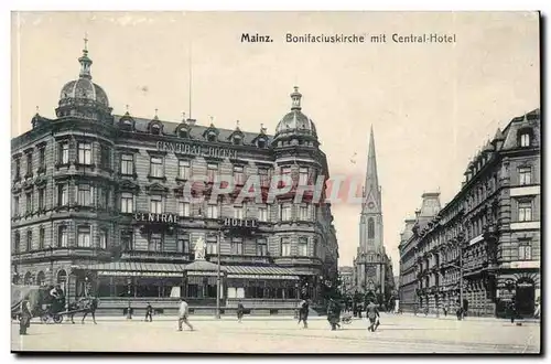 Mainz Cartes postales Bonifaciuskirche mit CEntral Hotel