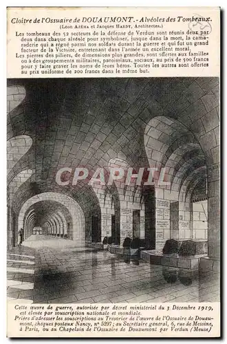 Cloitre de l'ossuaire de Douaumont Cartes postales Alveole des Tombeaux