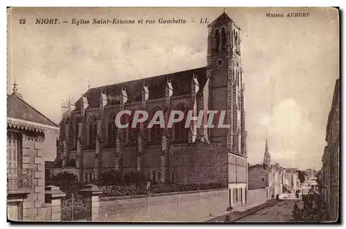 Niort Cartes postales Eglise Saint Etienne et rue Gambetta