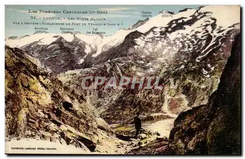 Luchon Cartes postales Les monts Maudits Vus a travers l&#39echancrure du port de Venasque