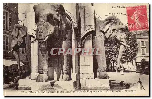 Chambery Cartes postales Fontaine des elephants ou de Boigne (oeuvre du Grenoblois Sappey)