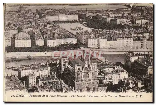 Lyon Ansichtskarte AK Panorama de la Place Bellecour Vue prise de l&#39ascenseur de la Tour de Fourvieres