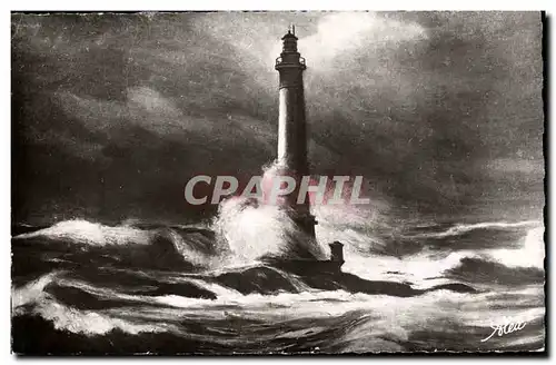 Environs de Cherbourg Cartes postales La Hague cote de Jade Le phare par tempete (lighthouse)