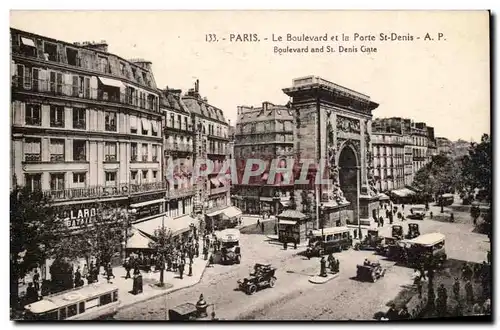 Cartes postales Paris Le boulevard et la porte St Denis