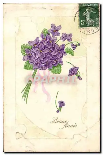 Cartes postales FAntaisie Fleurs Bonne annee