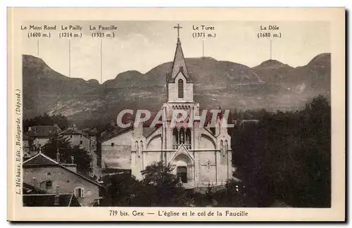 Gex Cartes postales L'eglise et le col de la Faucille