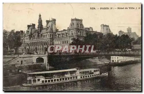 Paris Ansichtskarte AK Hotel de ville (peniche boat)