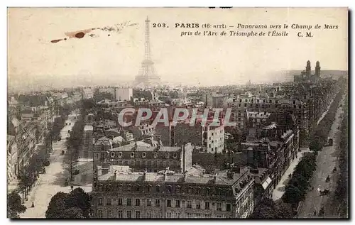 Paris Cartes postales Panorama vers le Champ de mars pris de l&#39arc de triomphe de l&#39etoile