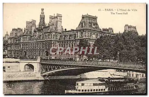 Paris Cartes postales Hotel de ville (peniche boat)