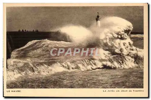 Le Havre Ansichtskarte AK La jetee un jour de tempete (phare lighthouse)