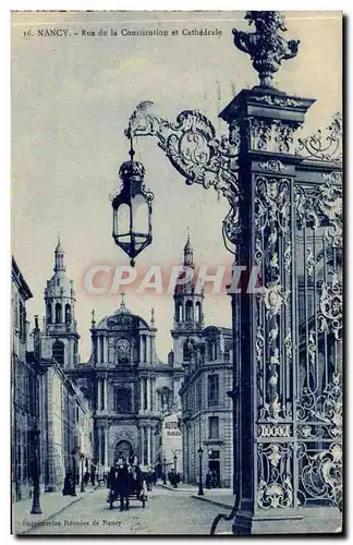 Nancy Cartes postales Rue de la Consitution et cathedrale