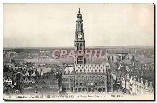 Arras Cartes postales Hotel de ville vue prise de l'eglise Saint Jean Baptiste