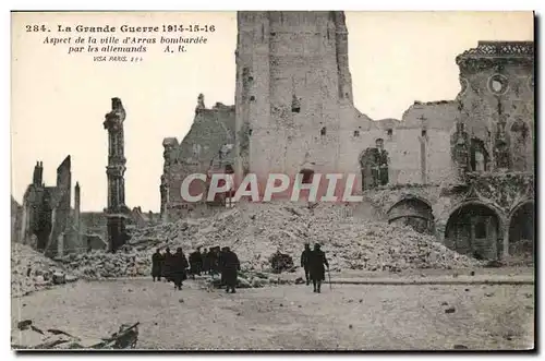 La grande guerre 1914 1915 Arras Ansichtskarte AK Aspect de la ville bombardee par les allemands