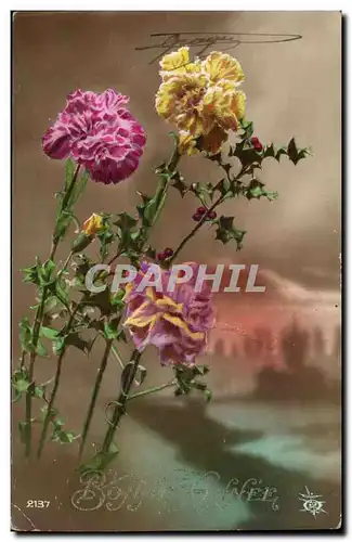 Cartes postales Fantaisie Fleurs Bonne annee