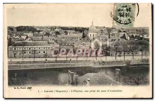 Laval Cartes postales L'hopital vue prise du quai d'Avesnieres