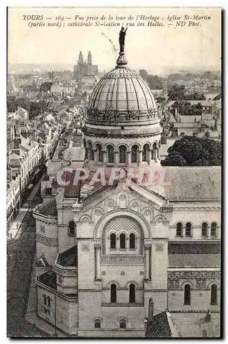 Tours Ansichtskarte AK Vue prise de la tour de l&#39horloge Eglise St Martin cathedrale St Gatien rue de sHalles