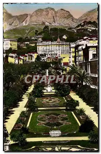 Menton Cartes postales Jardin public et les Montagnes de Ste Agnes