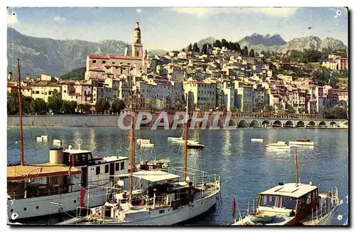 Menton Cartes postales moderne La vieille ville vue du port