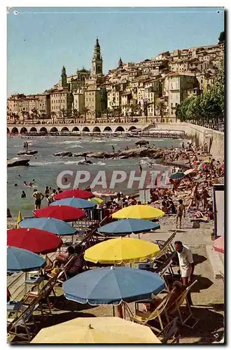 Menton Moderne Karte Vue generale et une partie de la plage