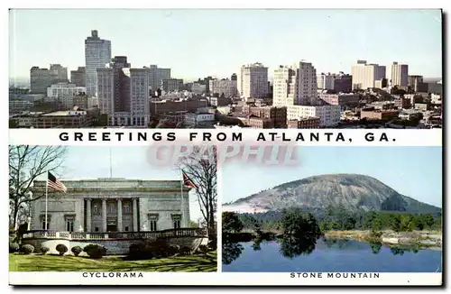 Etats unis Georgia Moderne Karte Greetings from Atlanta Cyclorama Stone Mountain