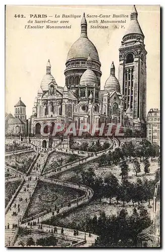 Paris Cartes postales Basilique du Sacre Coeur avec l&#39escalier monumental (Montmatre)