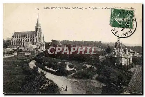 Environs de Rouen Ansichtskarte AK Bonsecours Eglise et monument de Jeanne d&#39Arc