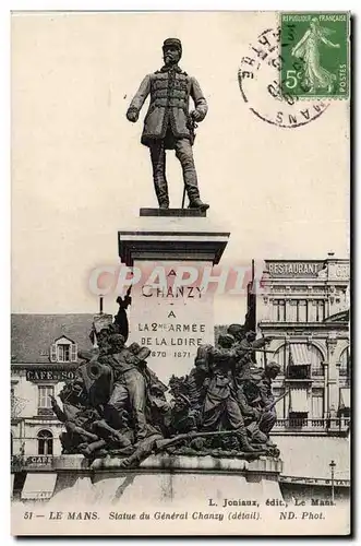 Ansichtskarte AK Le Mans Statue du general Chanzy Miliaria