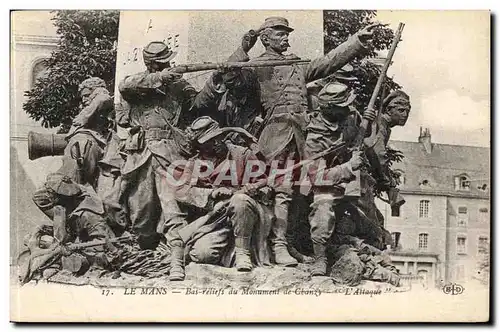 Le Mans Cartes postales Bas reliefs du monument de Chanzy L&#39attaque (militaria soldats)